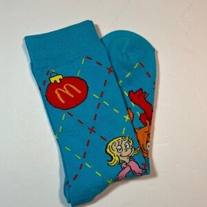McDonald's Teal Blue Grinch Holiday Character Socks